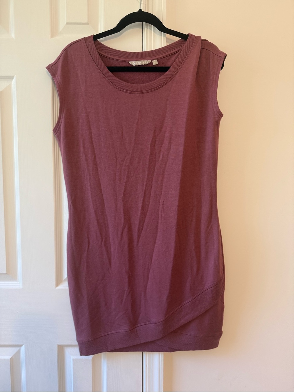 Athleta Sleeveless Tunic Top Dress Size Small Mauve Burgundy Modal Stretch
